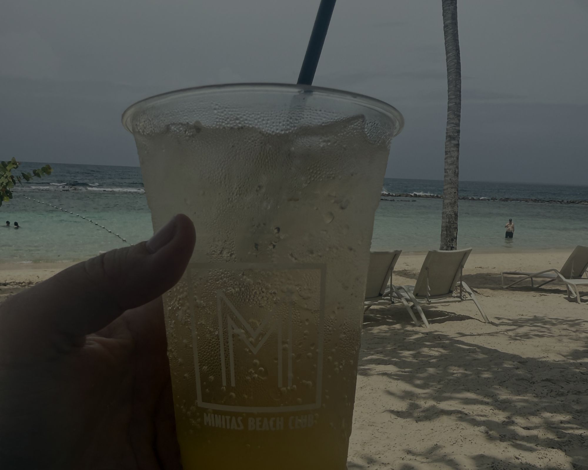 Tropical drink in front of the water at Minitas Beach Club in Casa de Campo, Dominican Republic.