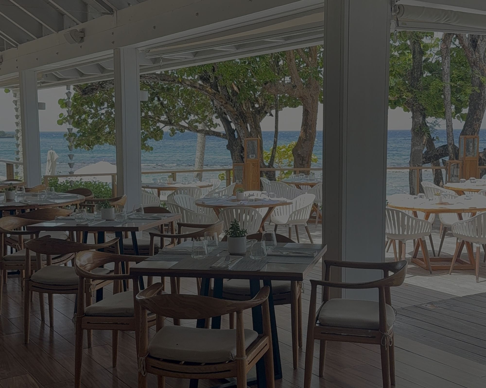 Restaurant at Minitas Beach Club in Casa de Campo overlooking the beach in the Dominican Republic.